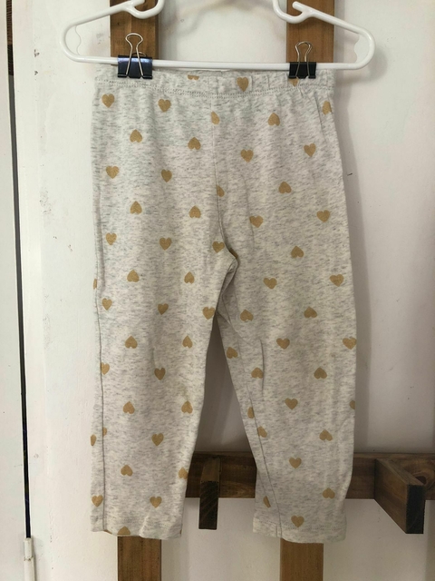 Pantalón gris de algodón con corazones dorados. CARTERS. 24 meses.
