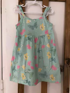 4A | Vestido verde agua con mariposas de algodón. Weak Meak. Talle 4 años. - comprar online