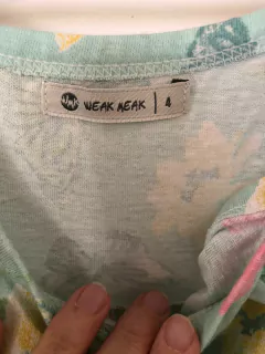 4A | Vestido verde agua con mariposas de algodón. Weak Meak. Talle 4 años. en internet