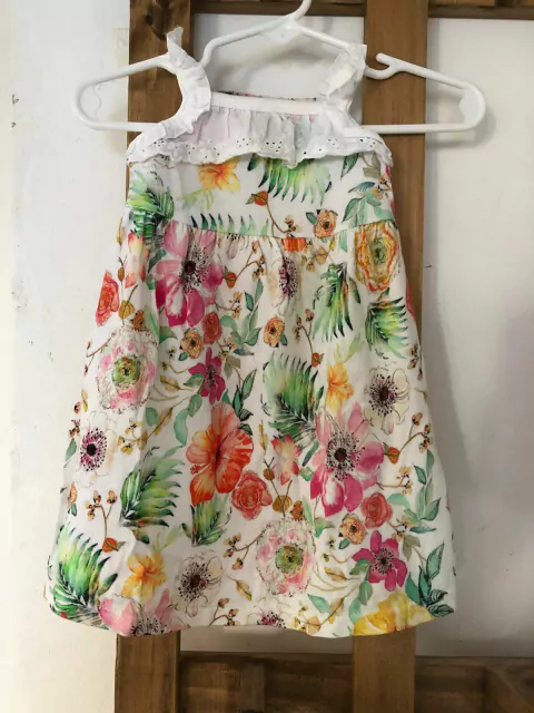 6M | Vestido de algodón floreado. MIMO. Talle M de bebé. 6 meses.