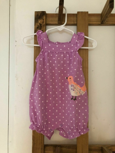 3M | Enterito lila con lunares y pajaritos. CARTERS. 3 meses.