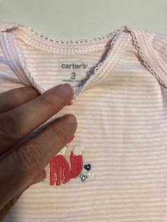 3M | Remera a rayas rosa con zorrito. CARTERS. 3 meses. - comprar online