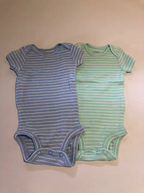 RN | SET- Dos bodys verde agua y celeste a rayas. CARTERS. Recién nacido.