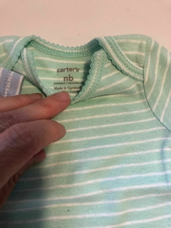 RN | SET- Dos bodys verde agua y celeste a rayas. CARTERS. Recién nacido. - comprar online