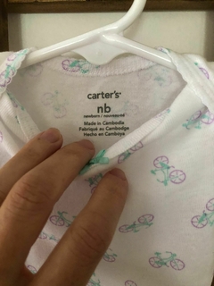 RN | Body blanco con bicis MC. CARTERS. Recién Nacido. Como nuevo. en internet