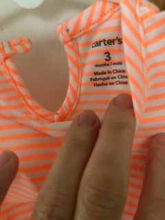 3M | Vestido de algodón a rayas flúo. CARTERS. 3 meses. Sin uso. - comprar online