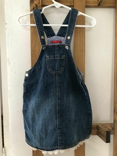 18M | Jardinero de jean azul con puntilla blanca abajo. MIMO XXXL de bebe. 18 meses. en internet