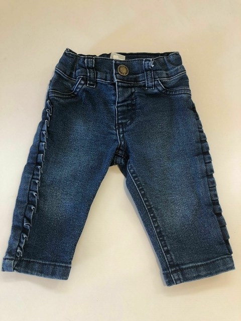 3M | Jean azul con volados al costado. CHEEKY. Talle S de bebé. 3 meses.