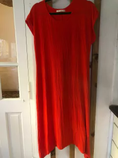 Vestido rojo largo de algodón. TRY ME. Talle S de adulto amplio. - Lo Canto • Moda Circular