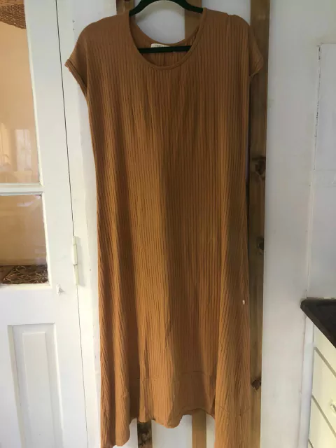 Vestido largo de algodón camel. TRY ME. Talle S de adulto amplio.