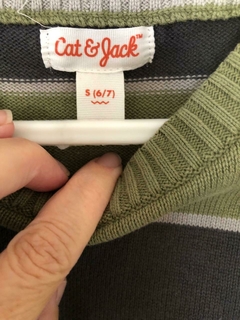 6/7A | Sweater finito a rayas verde y gris. CAT & JACK. 6/7 años. - comprar online