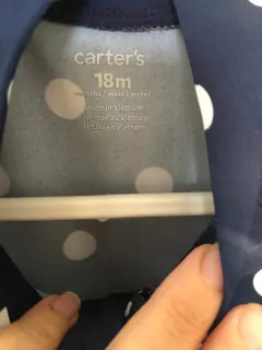 Outlet- Traje de baño entero con mangas azul con lunares blancos. CARTERS. 18 meses. - comprar online