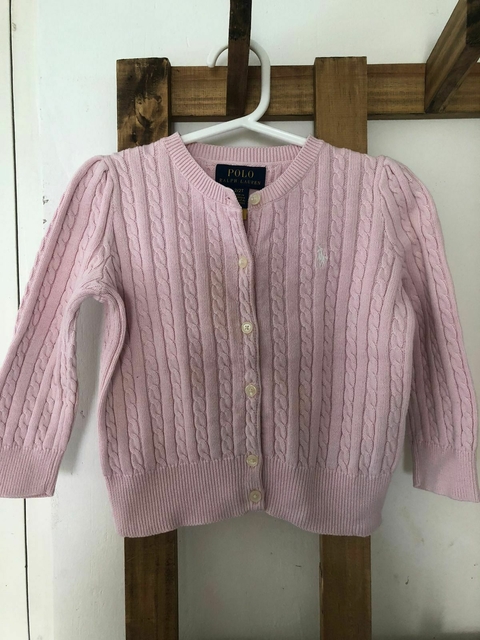 Saco tejido con botones rosa. POLO. 2 años.