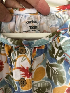 Mono largo de algodón con flores verde, celeste, maíz. CARTERS. 18 meses. - comprar online