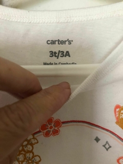 Remera blanca con manguitas e inscripción "Dadys girl". CARTERS. 3 años. - comprar online