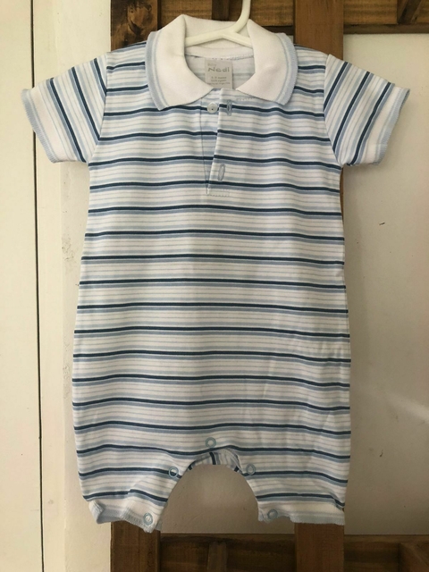 Enterito de algodón a rayas con cuellito. NEDI. 6 meses.