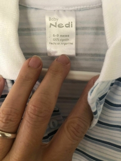 Enterito de algodón a rayas con cuellito. NEDI. 6 meses. - comprar online