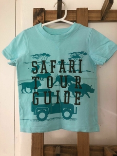 Remera MC celeste con estampado safari. CARTERS. 3 años. - comprar online