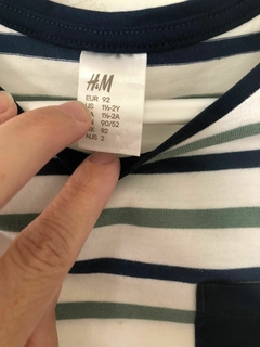 Remera MC a rayas celeste y verde. HYM. 18/24 meses. en internet