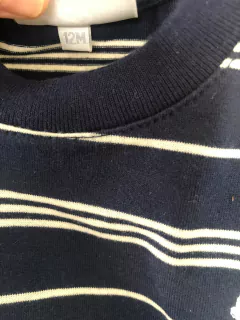 Body azul con rayas blancas. BABY COTTONS. 12 meses. - comprar online