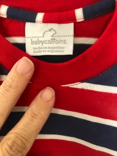 Body MC a rayas azul y rojo. BABY COTTONS. 18 meses. - Lo Canto • Moda Circular