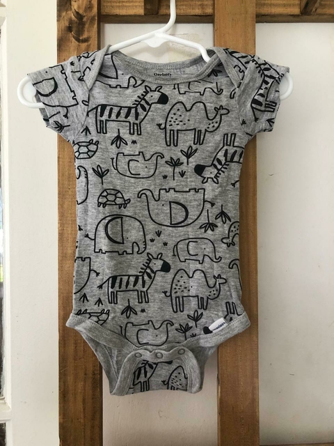 3M | Body gris MC con animales. GERBER. 3 meses.