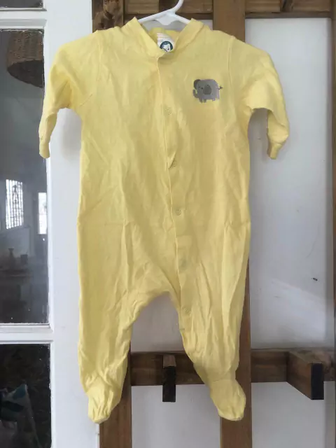 Enterito de algodón amarillo con elefante. GERBER. 0/3 meses.