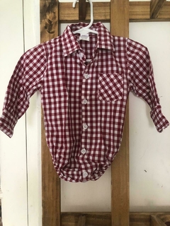 Body camisa a cuadros bordó. MINIPIO. 3/6 meses. - comprar online