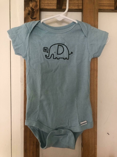 3/6M | Body MC celeste con elefante. GERBER. 3/6 meses.