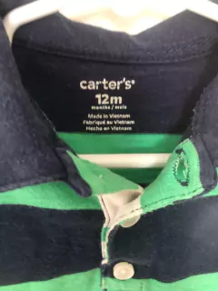Outlet- Remera chomba de algodón a rayas azul y verde. CARTERS. 12 meses. en internet