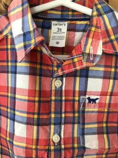 3A | Camisa ML a cuadros roja. CARTERS. 3 años. - comprar online