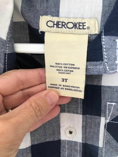 Outlet- Camisa ML a cuadros azul y blanca. CHEROKEE. 3 años. Manchita. - comprar online
