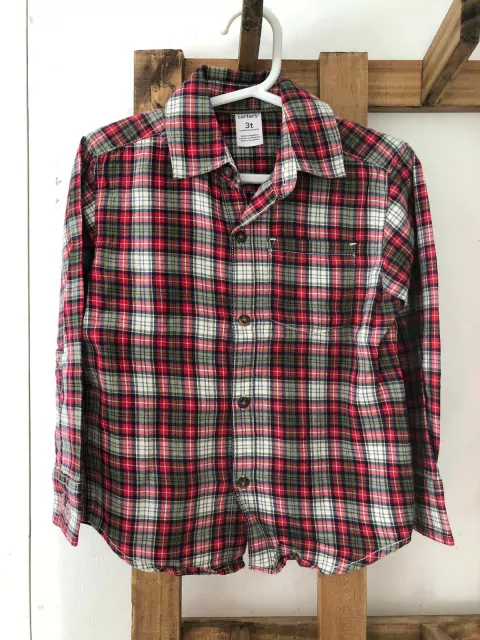 3A | Camisa a cuadros ML roja. CARTERS. 3 años.