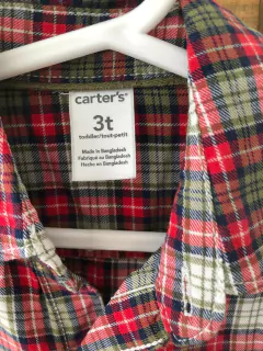 3A | Camisa a cuadros ML roja. CARTERS. 3 años. en internet