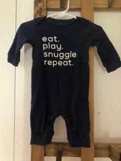 Enterito de algodón azul con inscripción en blanco. CARTERS. 3 meses. - comprar online