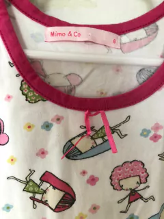 6A | Camisón de algodón blanco con muñequitos. MIMO. 6 años. en internet