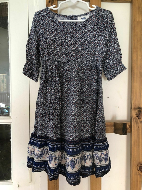 3A | Vestido largo en tonos azul y rosa. OLD NAVY. Talle 3 años.