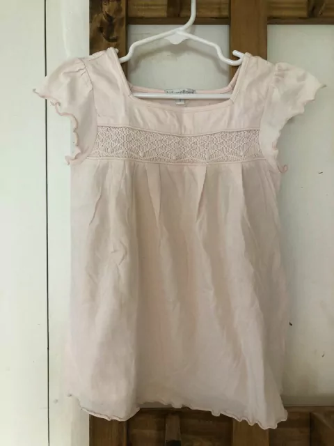 Remera MC de algodón blanca con punto smock. Baby Cottons. 3 años.