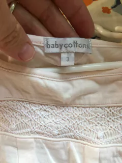 Remera MC de algodón blanca con punto smock. Baby Cottons. 3 años. - comprar online