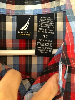 3A | Camisa ML a cuadros rojo y azul. NAUTICA. 3 años. en internet
