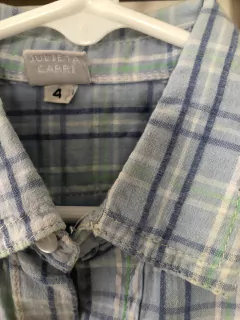 4A | Camisa MC a cuadros celeste. Talle 4 años. - comprar online