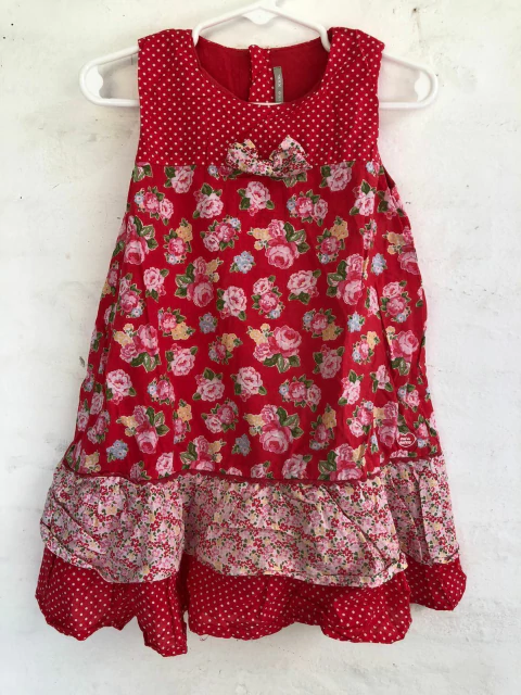 18M | Vestido rojo sin mangas y flores. Mini Mimo. Talle XXXL 18 meses.