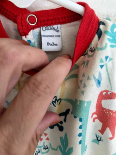 0/3M | Body de algodón blanco y rojo con dinos. Creciendo. 0 a 3 meses. - comprar online