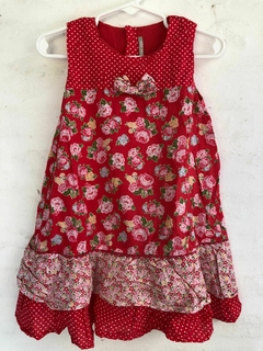 18M | Vestido rojo sin mangas y flores. Mini Mimo. Talle XXXL 18 meses. en internet