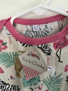 6M | NUEVO - Body MC rosa y blanco con animales. Tierra de cuentos. 6 meses. - Lo Canto • Moda Circular