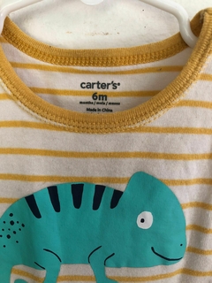 6M | Outlet- Body sin mangas a rayas amarillas con dino. CARTERS. 6 meses. - comprar online