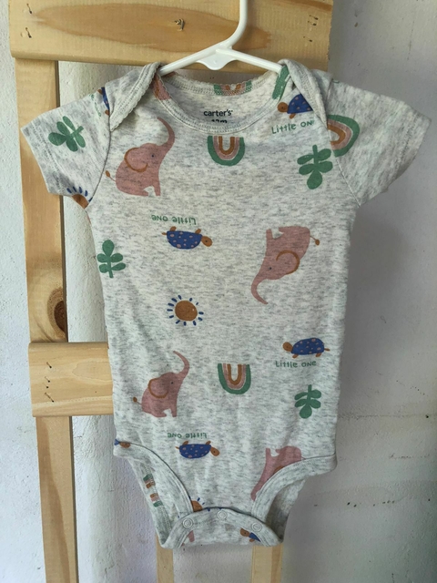 Body MC gris con animales. CARTERS. 12 meses.