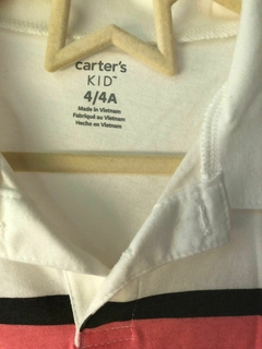 NUEVA- Remera de algodón chomba blanca con rayas. CARTERS. 4 años. en internet