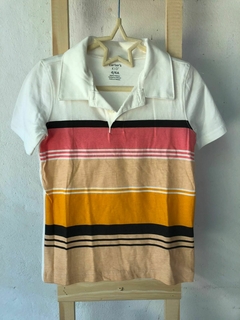 NUEVA- Remera de algodón chomba blanca con rayas. CARTERS. 4 años. - comprar online