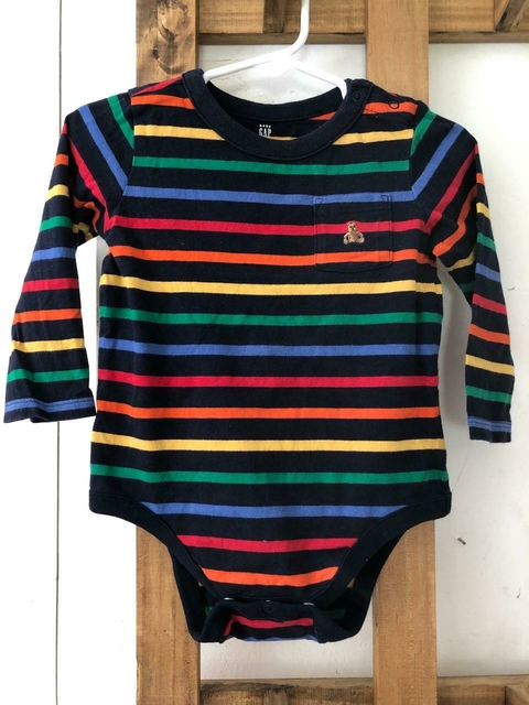 Body ML azul con rayas. GAP. 18 meses.